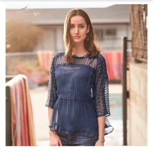 Sundance Jaidyn Top in Navy Blue Silk Size XS